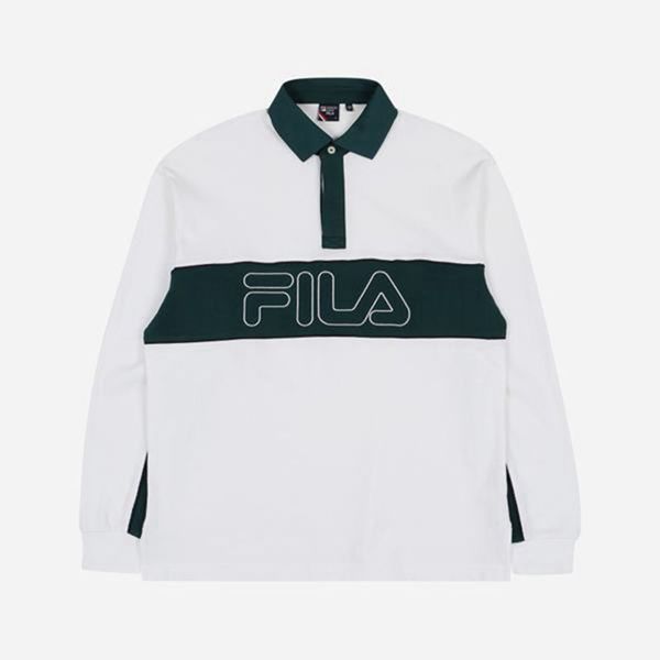 Fila Rugby L/S Women's Polo Shirts - Green/White,NZ 791-71943